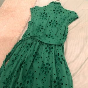 Green Eyelet Button Down Dress